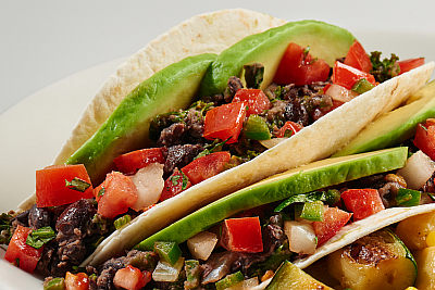 black bean and kale tacos