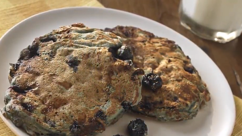 Blueberry Cottage Cheese Pancakes