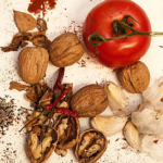 walnuts, garlic, tomatoes, and chilies