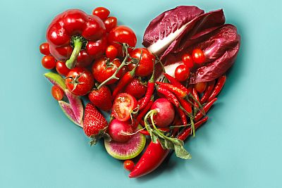heart shape red fruits and vegetables