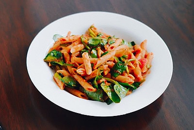 penne with spinach and tomatoes