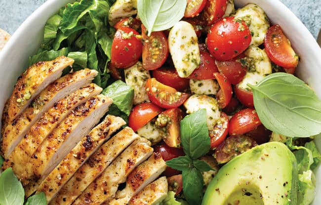 chicken caprese salad bowl
